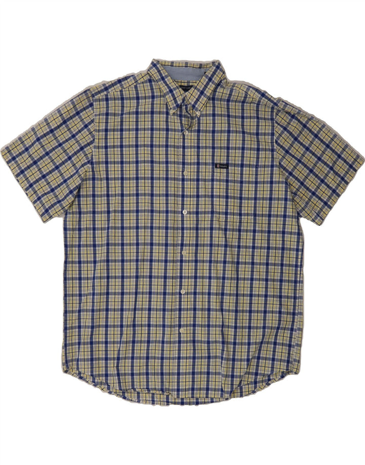 CHAPS Mens Big & Tall Short Sleeve Shirt XL Yellow Check Cotton Vintage Chaps and Second-Hand Chaps from Messina Hembry 