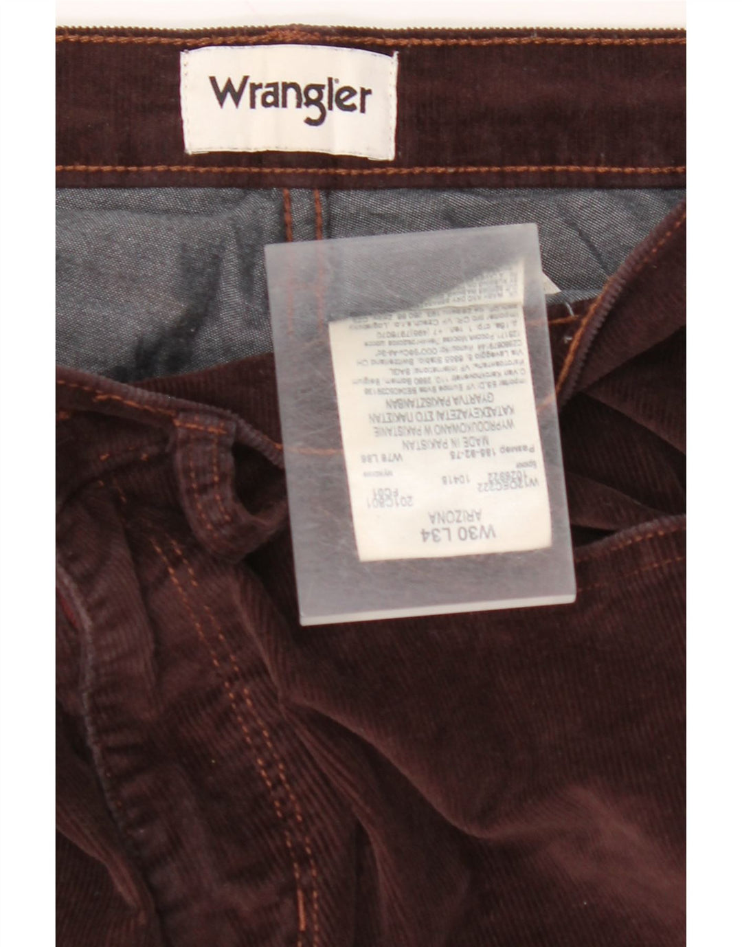 WRANGLER Pantaloni dritti da uomo in velluto a coste Arizona W30 L34 cotone marrone