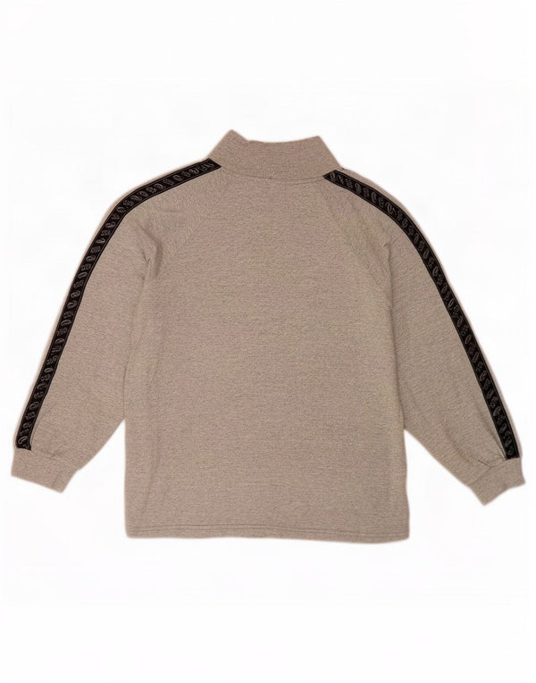 Felpa Asics da uomo con collo con zip grafica, maglione XS, cotone color block grigio