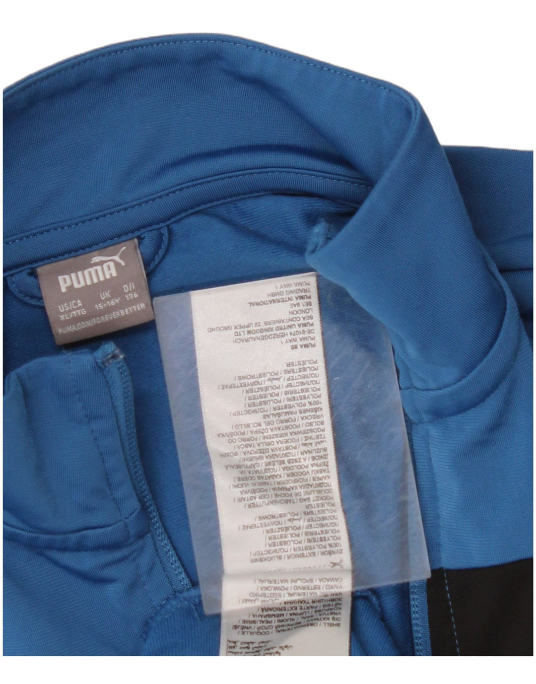 Giacca da tuta da ragazzo PUMA 15-16 anni in poliestere color block blu