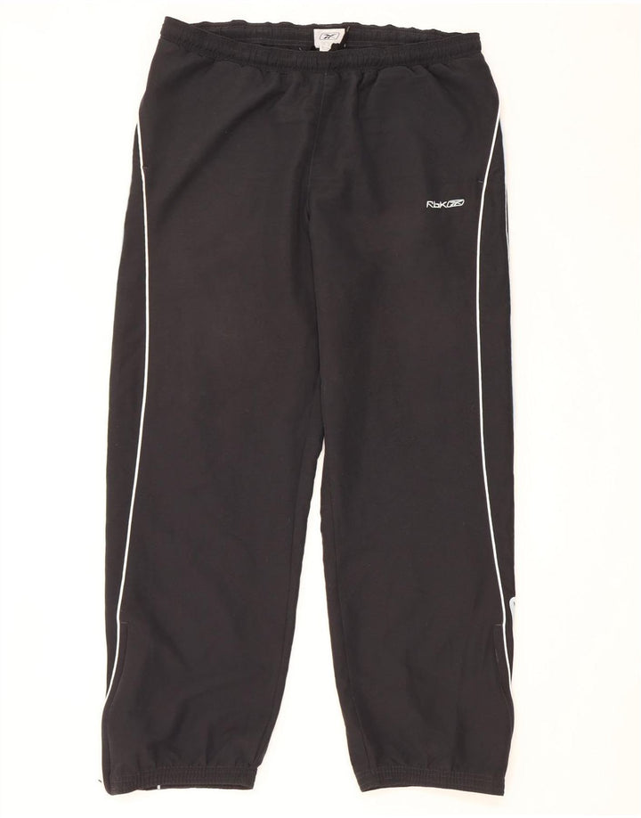 Pantaloni da tuta con grafica Reebok da uomo, pantaloni da jogging, grandi, in poliestere nero
