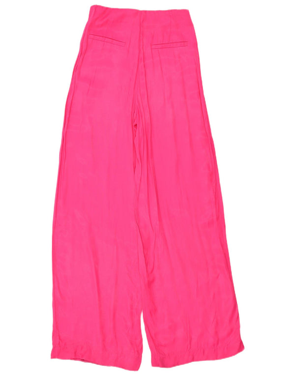 Pantaloni casual a gamba larga da donna Zara piccoli W27 L33 viscosa rosa