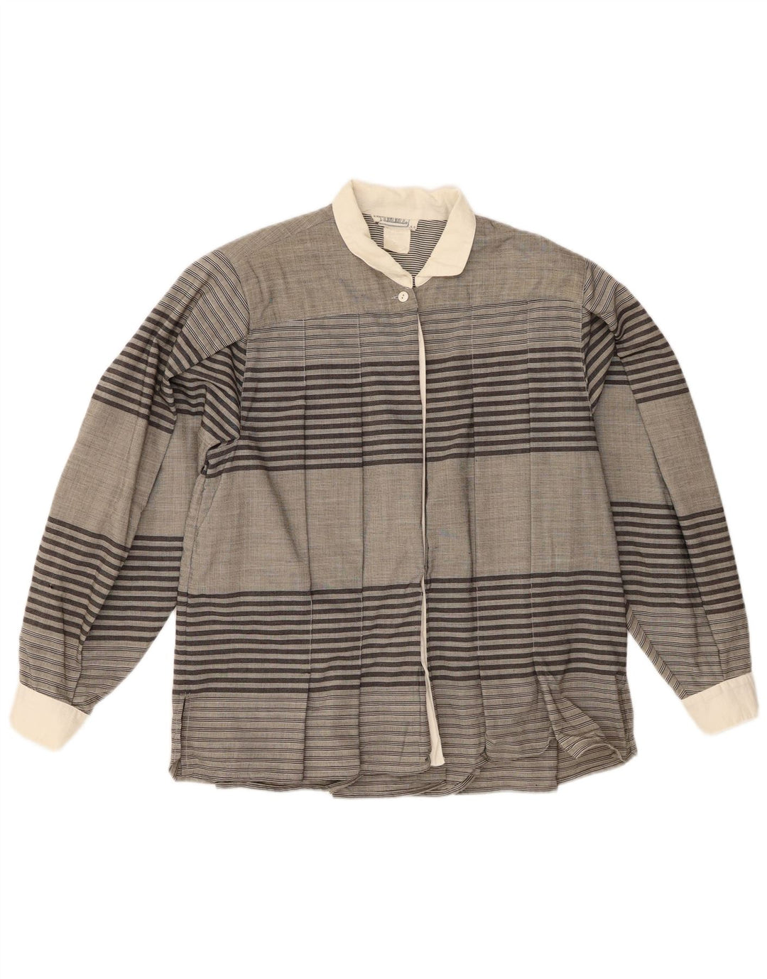 Camicetta camicia vintage da donna IT 44 grigio medio a righe