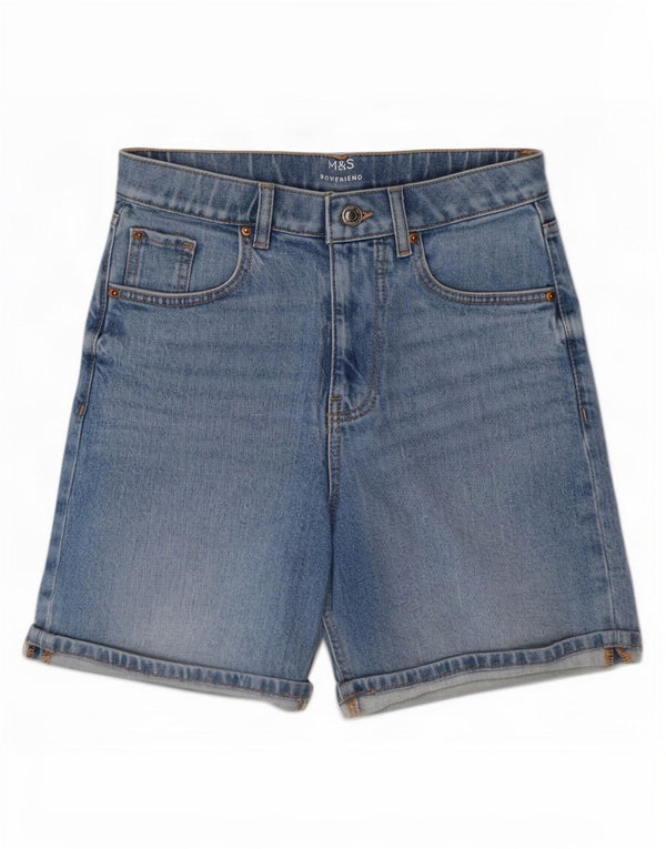 Pantaloncini di jeans Boyfriend da donna Marks & Spencer UK 6 XS W25 Cotone blu