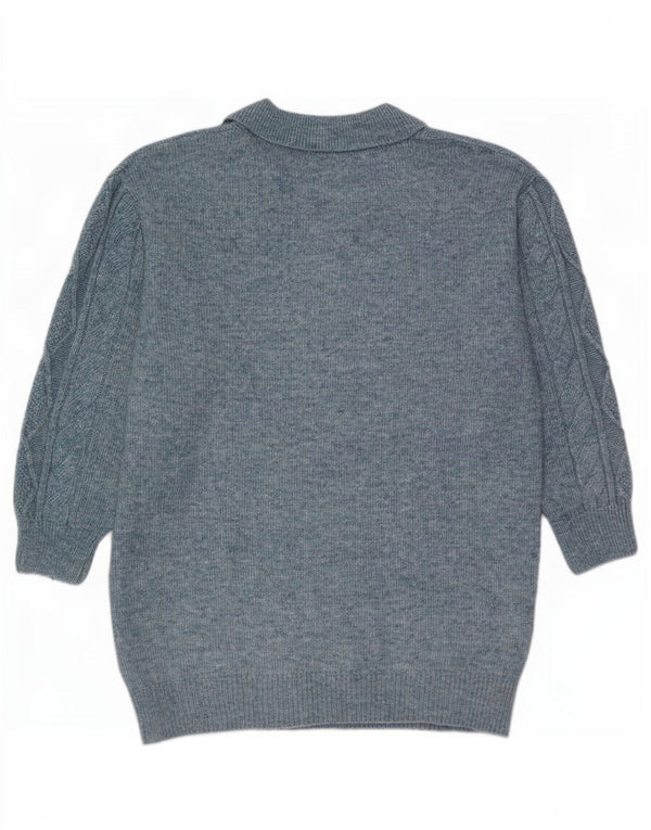 Maglione maglione collo alto da donna Marks & Spencer UK 16 grande blu screziato