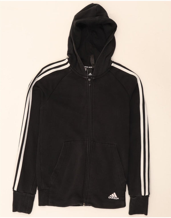 Felpa con cappuccio e zip per bambina Adidas 13-14 anni in cotone nero