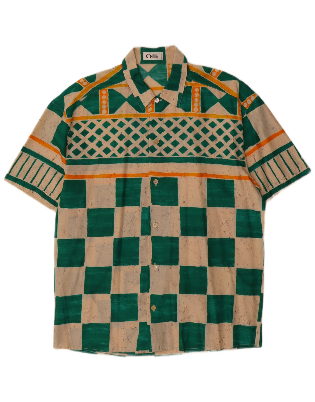 Opzioni Camicia da uomo a maniche corte IT 48 Cotone geometrico verde medio