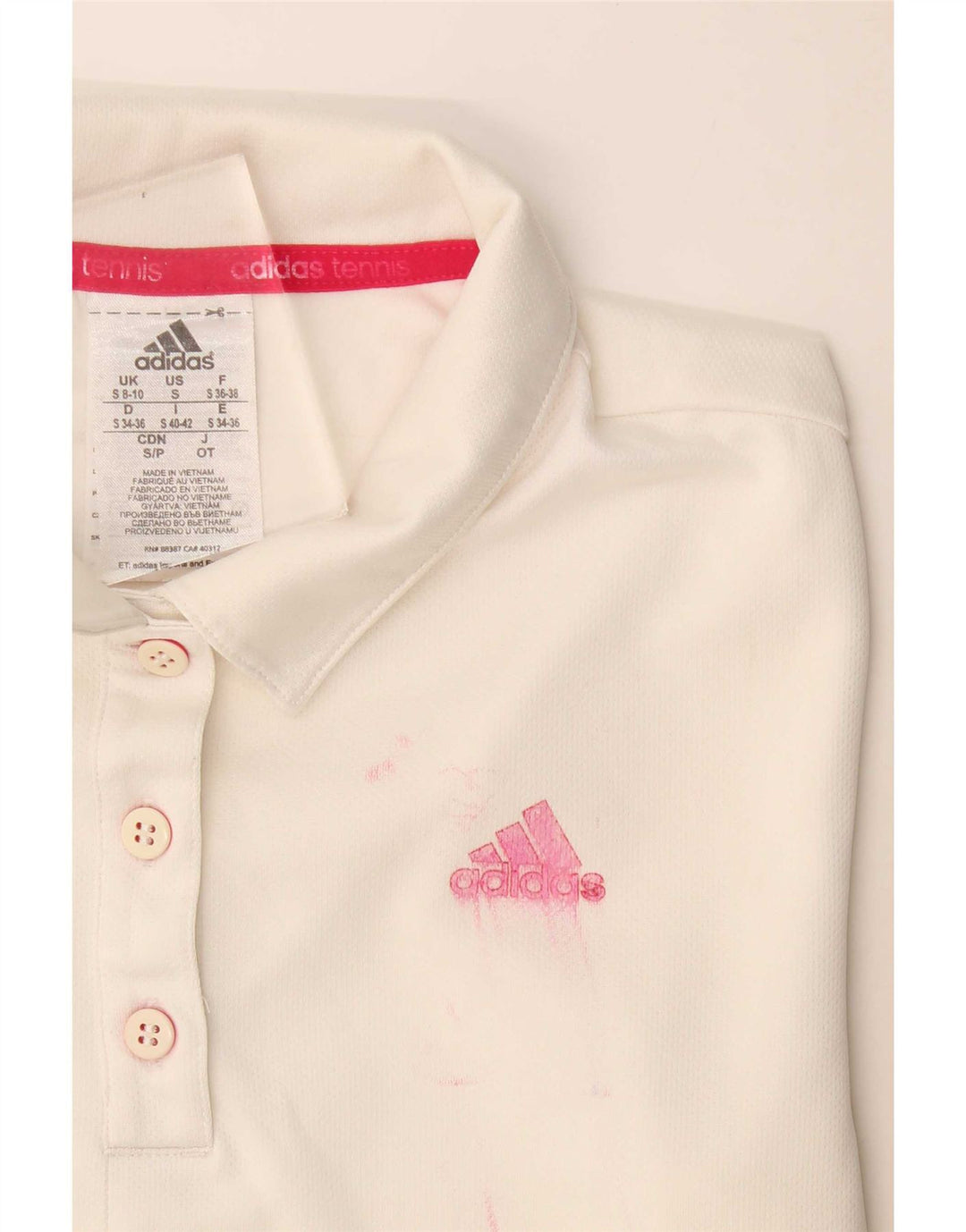 Polo Adidas Climalite da donna UK 8/10 Small Poliestere bianco
