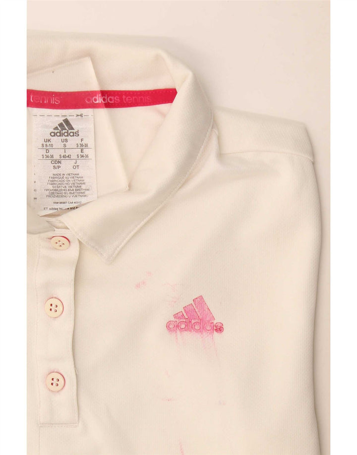 Polo Adidas Climalite da donna UK 8/10 Small Poliestere bianco