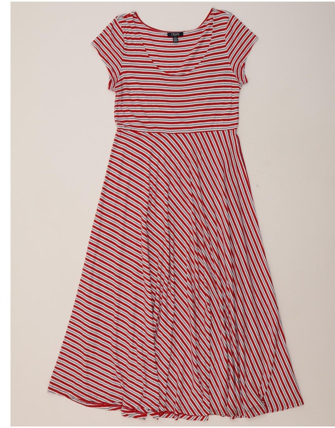 CHAPS Womens Maxi Dress UK 14 Large Red Striped Cotton Vintage Chaps and Second-Hand Chaps from Messina Hembry 