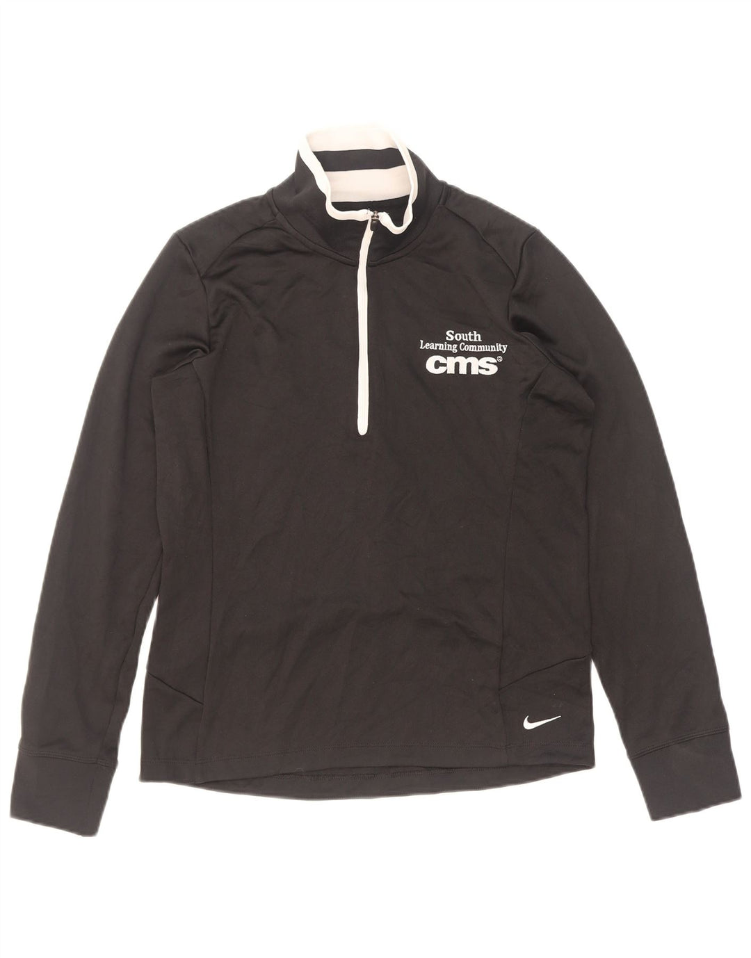 Top della tuta da ginnastica Nike da donna con collo e zip grafica, taglia UK 12, media, nera