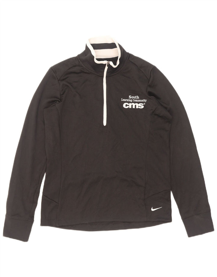 Top della tuta da ginnastica Nike da donna con collo e zip grafica, taglia UK 12, media, nera