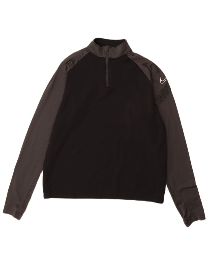 Top della tuta pullover Nike Dri Fit da uomo, poliestere color block medio nero