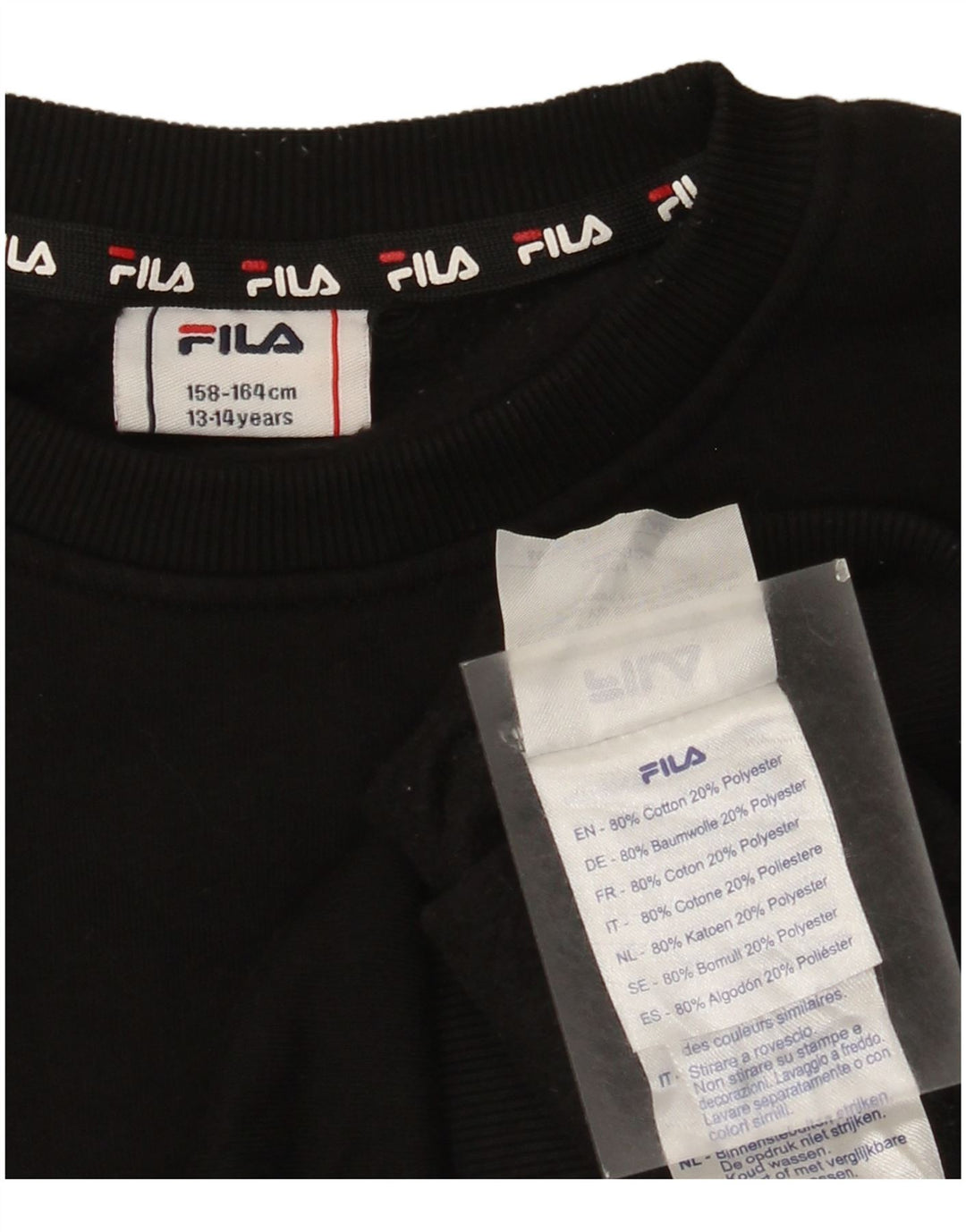 Felpa grafica da bambino Fila 13-14 anni in cotone nero