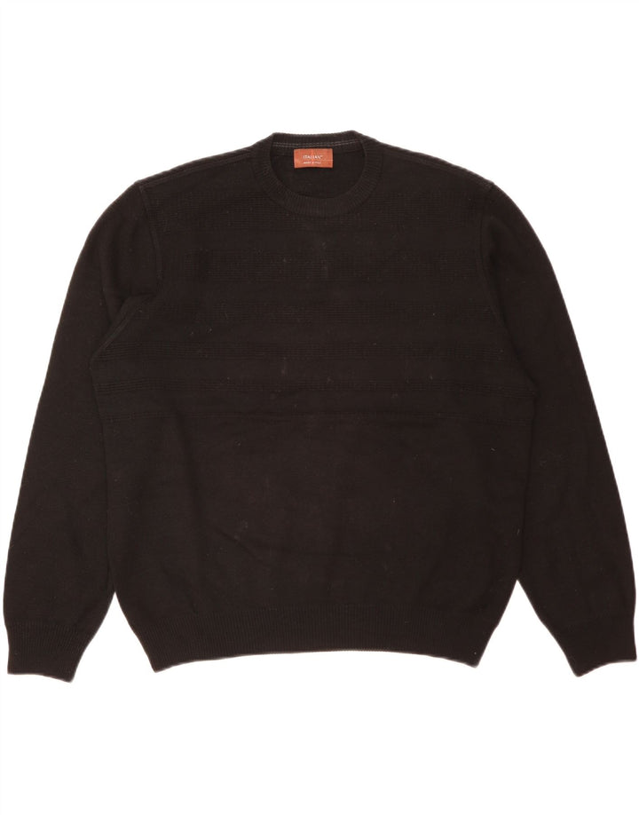 Maglione maglione girocollo da uomo Marks & Spencer grande acrilico nero