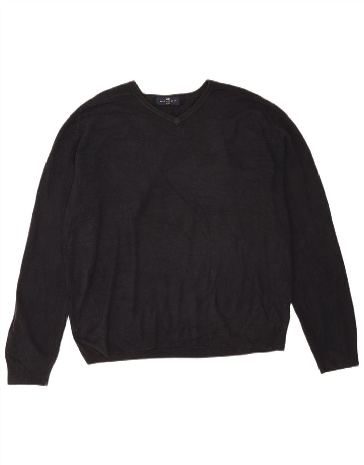 Marks & Spencer Maglione da uomo con scollo a V blu Harbour Grande acrilico blu scuro