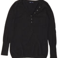Gap maglione da donna con collo a bottoni UK 14 cotone nero medio