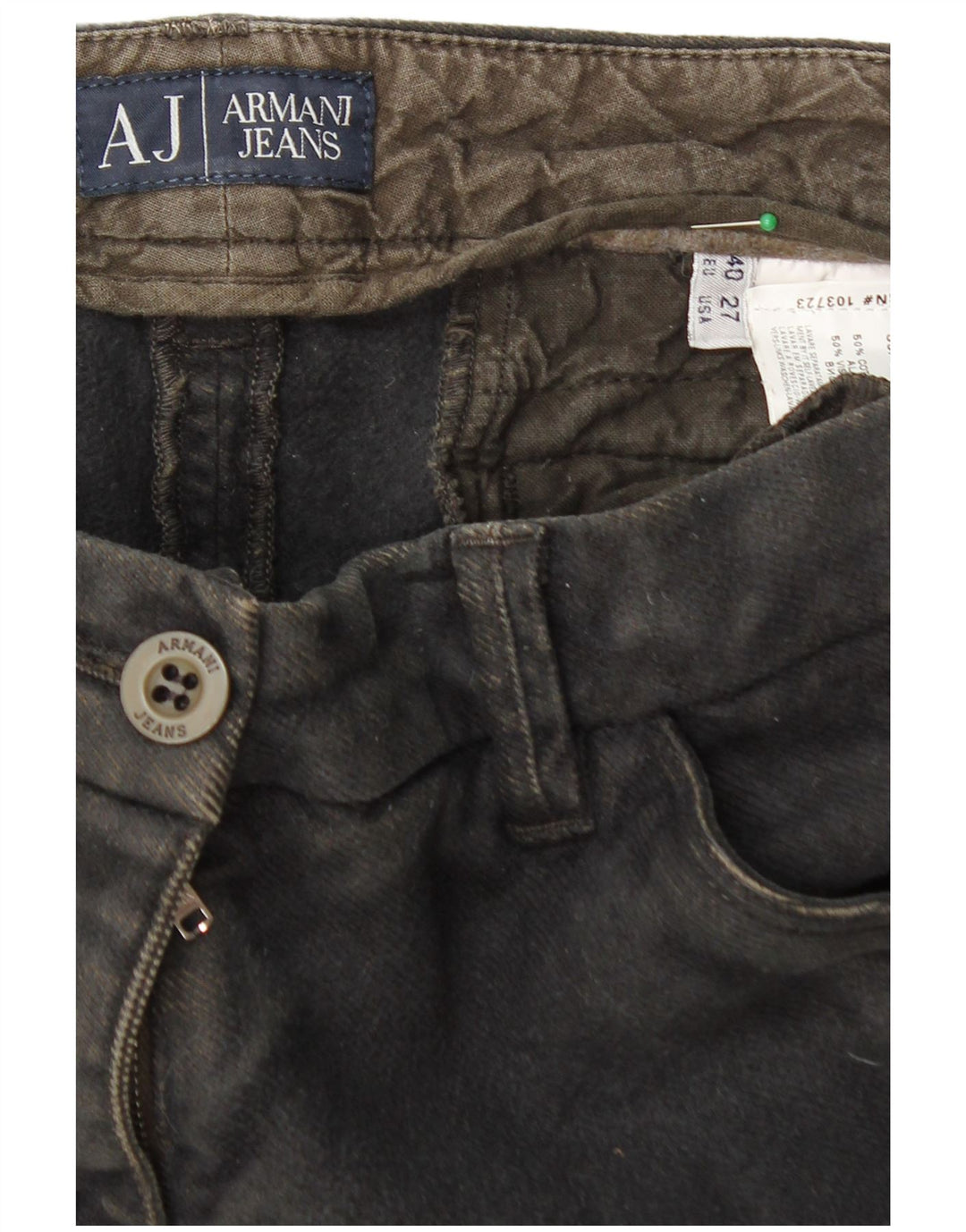 Pantaloni chino slim da donna ARMANI EU 40 medio W27 L30 cotone nero