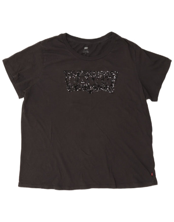 T-shirt grafica da donna Levi's Top UK 20 2XL cotone nero