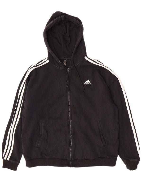 Felpa con cappuccio e zip Adidas da donna vestibilità ampia UK 16/18 grande cotone nero