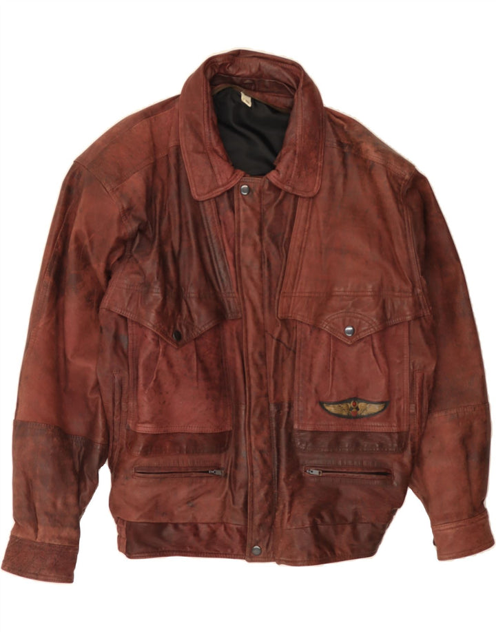 Giacca in pelle da uomo VINTAGE IT 50 Large in pelle marrone
