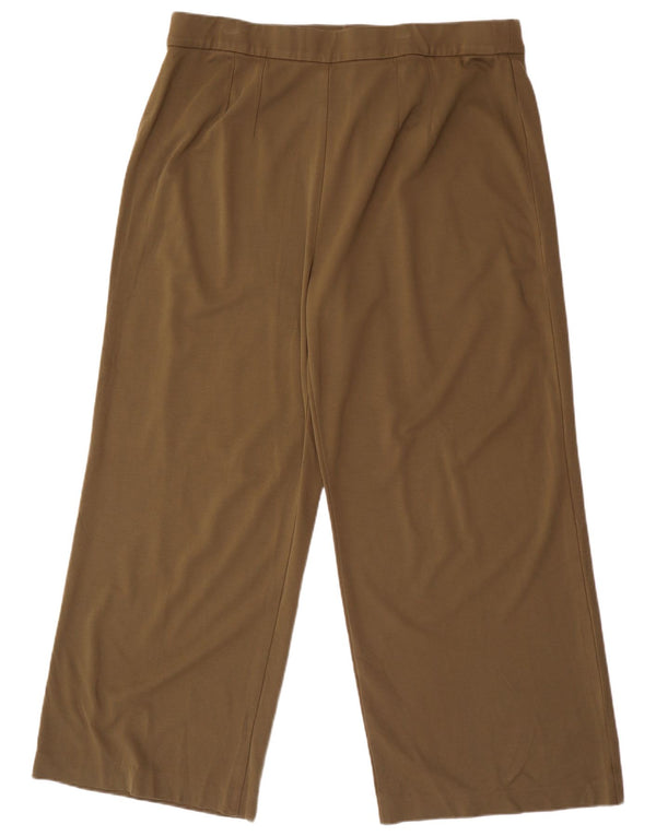 Pantaloni casual a gamba larga da donna Marks & Spencer UK 22 2XL W38 L30 Cachi