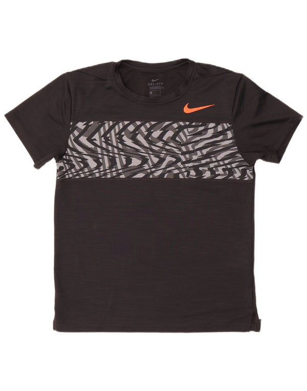 T-shirt grafica Nike da uomo Dri Fit vestibilità standard, piccola, in poliestere nero
