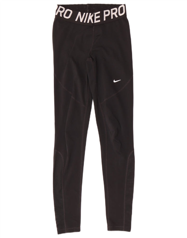 Leggings grafici Nike da donna Dri Fit UK 8 piccoli poliestere nero