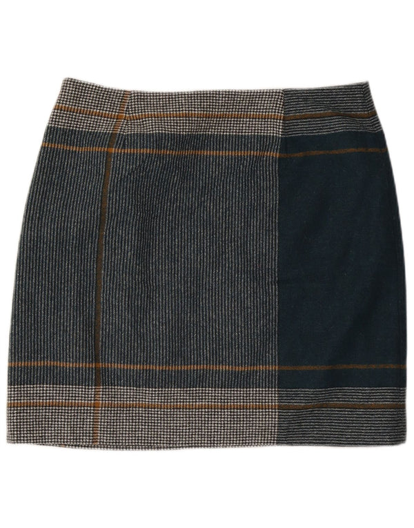 HOBBS Womens Mini Skirt UK 16 Large W34  Green Houndstooth Wool
