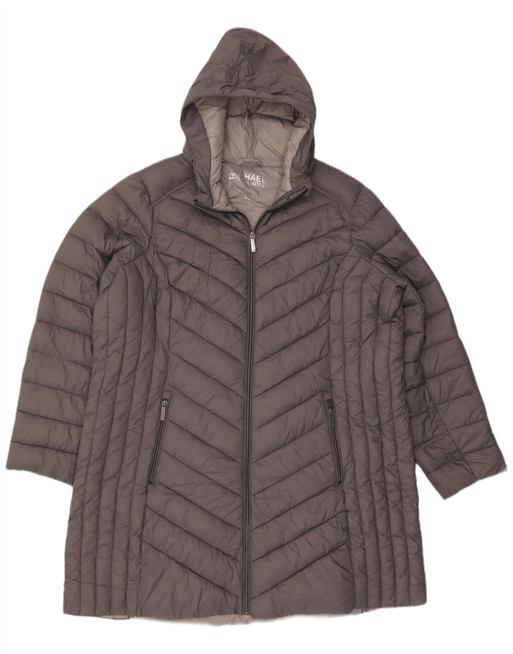 Cappotto imbottito oversize con cappuccio da donna Michael Kors UK 22 2XL Nylon grigio