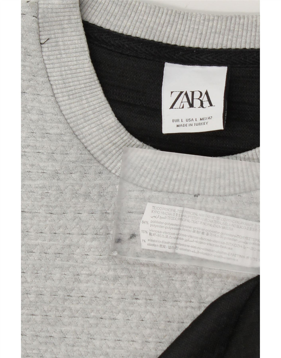 Maglione girocollo da uomo Zara, maglione grande, poliestere color block grigio