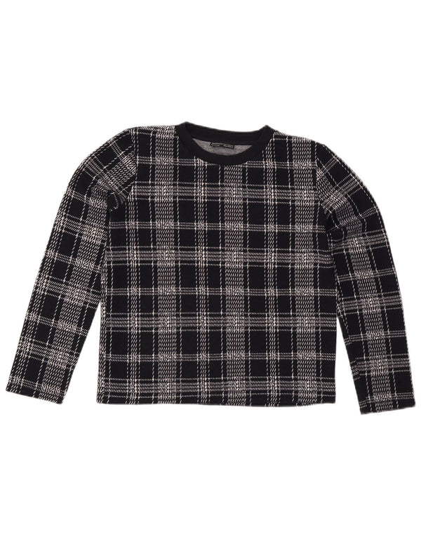 Felpa da Donna ZARA Maglione UK 14 Medium Blu Navy a quadri