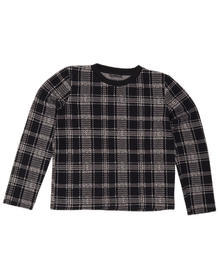 Felpa da Donna ZARA Maglione UK 14 Medium Blu Navy a quadri