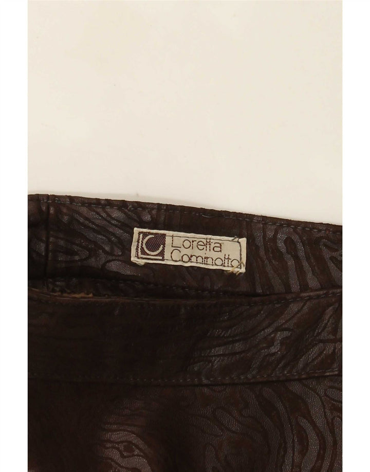 Gonna in pelle vintage da donna W28 stampa animalier marrone medio