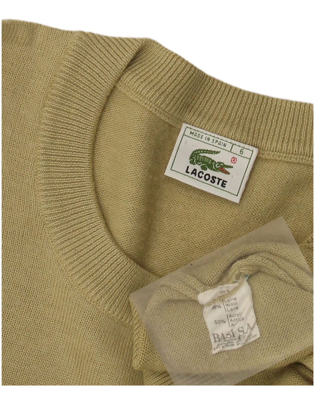Maglione maglione girocollo da uomo Lacoste taglia 6 XL lana kaki