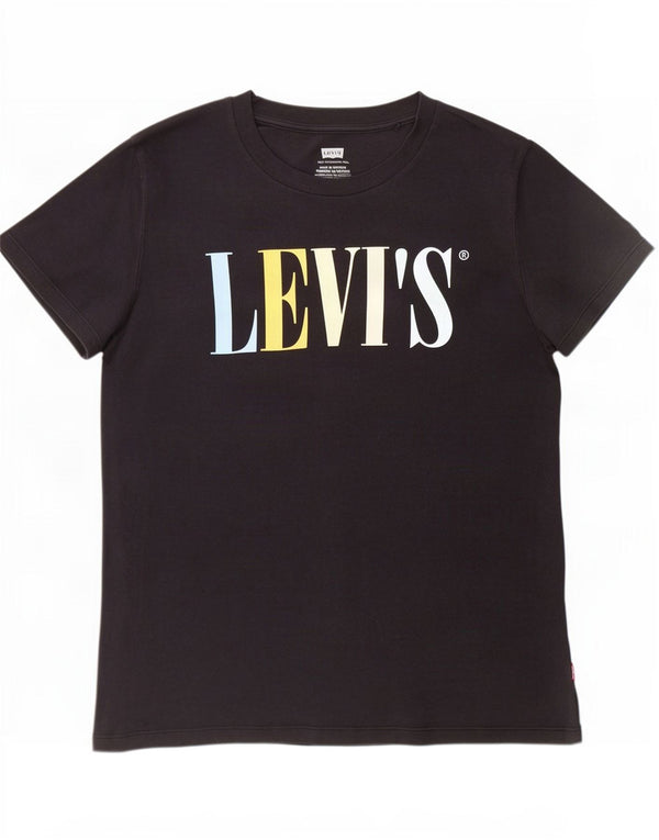 T-shirt grafica da donna Levi's Top UK 10 piccola in cotone nero