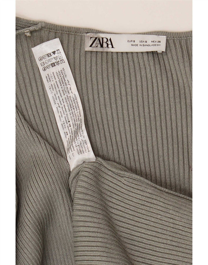 Abito maxi maglione Zara da donna UK 8 piccolo in viscosa grigia