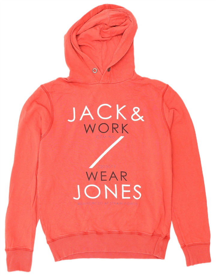 Jack & Jones Felpa con cappuccio grafica da uomo in cotone rosso medio