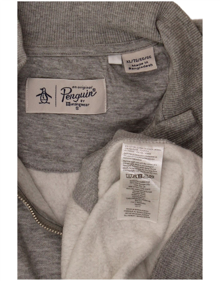 Felpa da uomo con zip e collo Penguin, maglione XL, cotone grigio