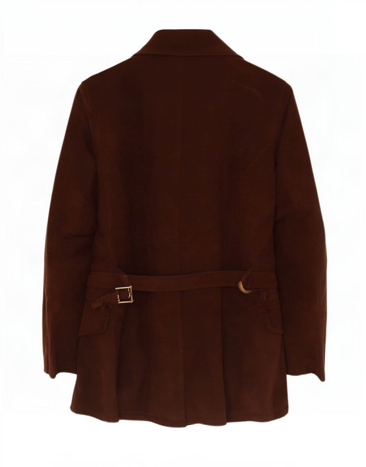 Giacca vintage in pelle scamosciata da donna UK 14 Marrone medio