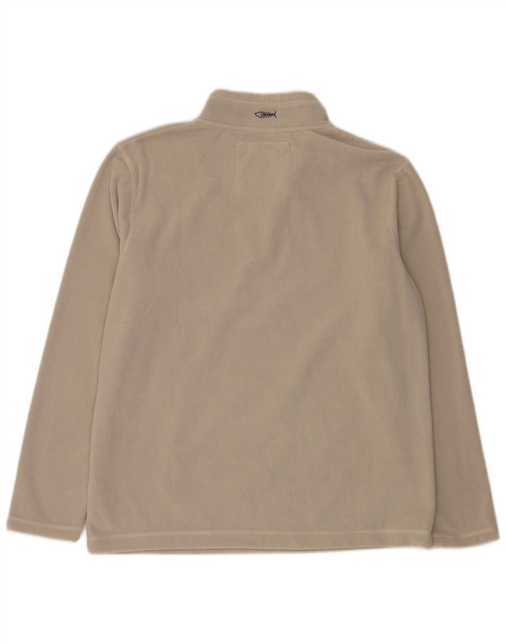 Maglione in pile da uomo con zip e collo Weird Fish, grande, in poliestere bianco sporco