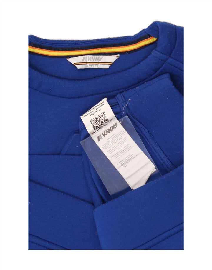 K-WAY Boys Graphic Sweatshirt Jumper 13-14 Years Blue Polyester Vintage K-Way and Second-Hand K-Way from Messina Hembry 