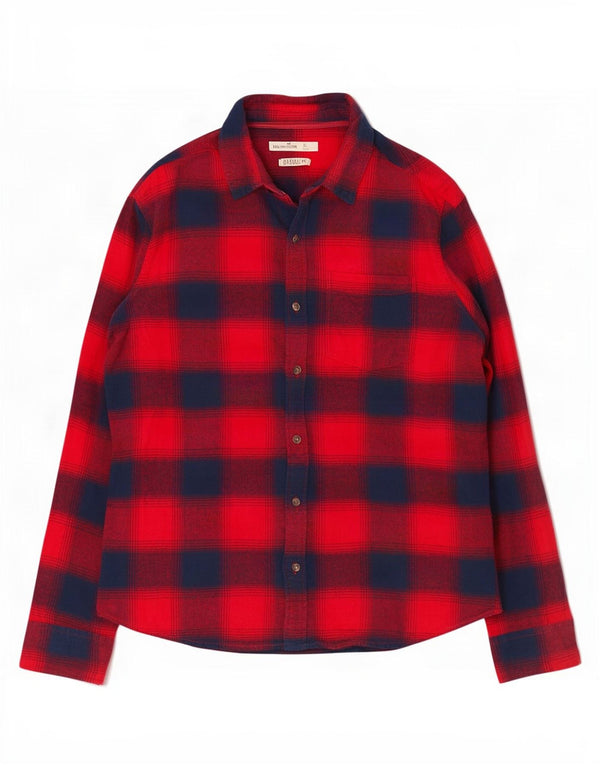 Camicia Hollister da uomo in flanella XL in cotone a quadri rossi