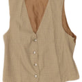 Gilet da donna vintage UK 12 a quadretti beige medio
