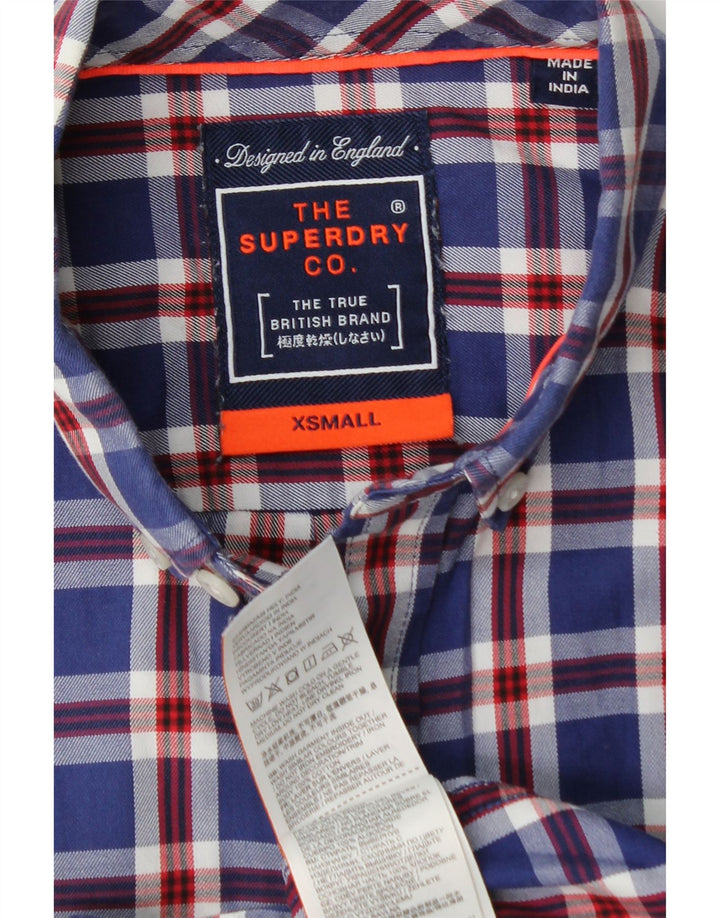 Camicia da uomo in flanella SUPERDRY XS in cotone a quadri blu navy