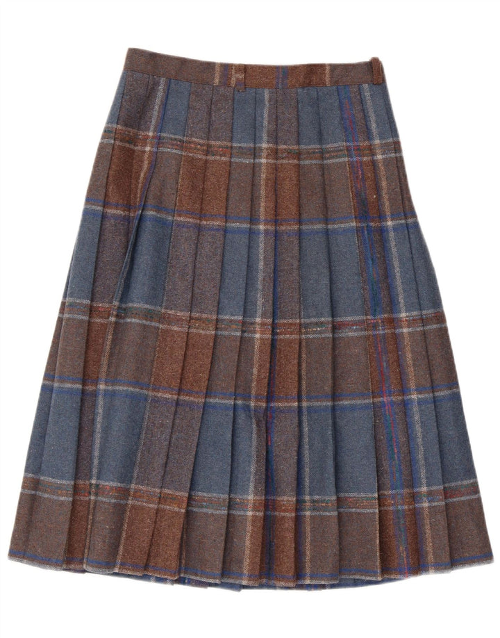Gonna a pieghe vintage da donna a pieghe W28 a quadri multicolore medio