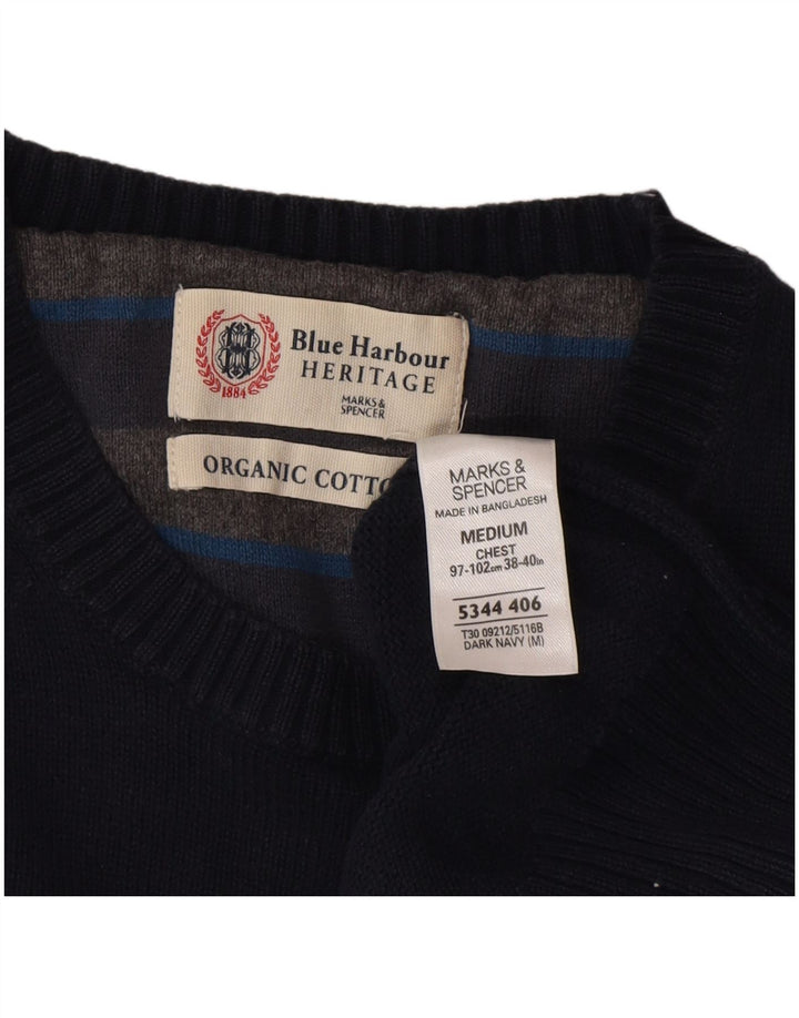 Maglione maglione girocollo da uomo Marks & Spencer cotone medio blu navy