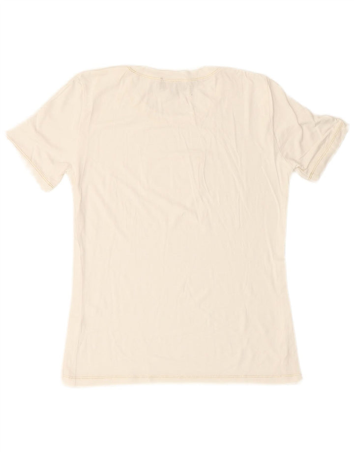 LUISA SPAGNOLI T-shirt grafica da donna Top UK 14 Viscosa bianca media