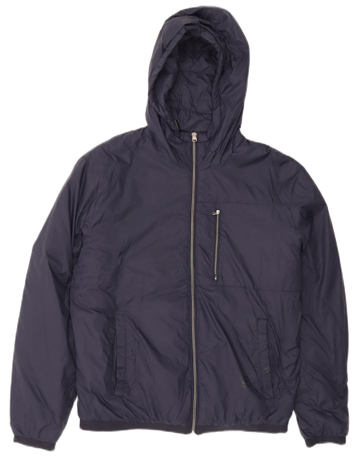 Giacca imbottita con cappuccio da uomo Zara UK 38 nylon blu navy medio