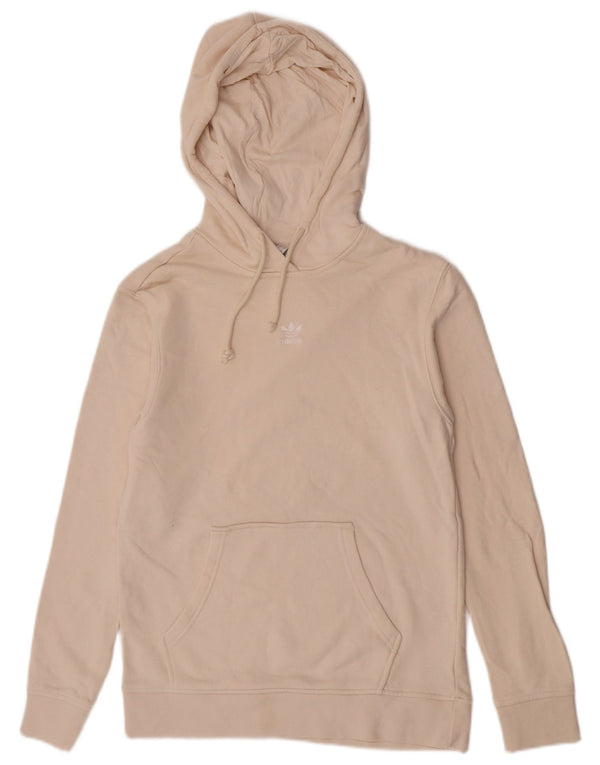 Felpa con cappuccio da donna Adidas UK 10 piccola in cotone beige
